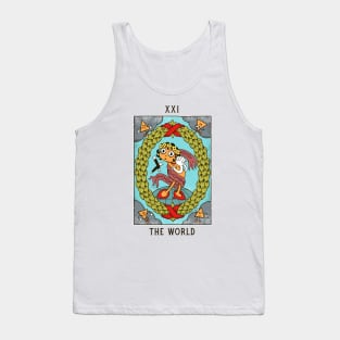 The World - Mystical Medleys - Vintage Rubber Hose Cartoon Tarot (white) Tank Top